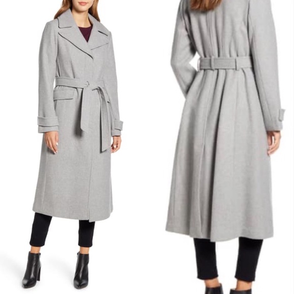 KATE SPADE Belted Wool Blend Coat Grey Size M NEW